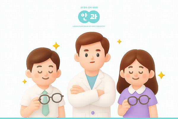 잡화 의학 병원 말하기 신체부위 3D 의료진 검사_조사 파일형식 안과 의사 환자 안경 시력검사 상담 치료 건강 손 진료 대화 클리닉 편집이미지 편집3D PSD