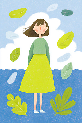 JPG 나무 캐릭터 행복 여유 어린이 바다 컬러 잎 일러스트 상상 자연 하늘 바람 소녀 여름 청명 국내일러스트 AI일러스트 AI콘텐츠 자연요소 식물 계절 여자 감정 날씨 사람 생태계 파일형식