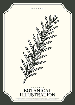 식물 컨셉 채소 허브 생태계 파일형식 벡터 로즈메리 가지 그림 선 세로 자연 디자인 빈티지 AI파일 일러스트 국내일러스트 보테니컬아트