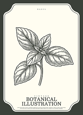 식물 산업 컨셉 촬영기법 취미 생태계 파일형식 벡터 바질 잎 흑백 디자인 빈티지 자연 예술 표현 모양 원예 요리 허브 건강 농업 장식 AI파일 일러스트 국내일러스트 보테니컬아트