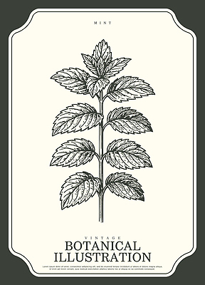 식물 컨셉 촬영기법 취미 허브 생태계 파일형식 벡터 민트 그림 잎 줄기 디자인 빈티지 자연 채식 원예 흑백 장식 백그라운드 AI파일 일러스트 국내일러스트 보테니컬아트