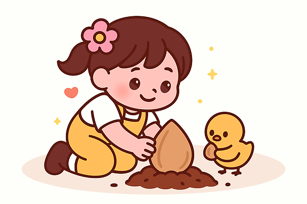 식물 동물 어린이 일러스트 모션 자연 놀이 생명 병아리 씨앗 친구 학습 귀여움 농사 흙 봄 성장 놀이터 즐거움 발견 심기 국내일러스트 AI파일 계절 교육 감정 컨셉 농업 관계 조류 사람 생태계 파일형식 벡터