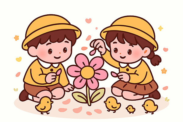 손 꽃 행복 어린이 예술 컬러 일러스트 모션 자연 놀이 병아리 웃음 친구 정원 봄 유치원 색칠 즐거움 그림 국내일러스트 AI파일 식물 계절 교육 감정 관계 조류 표정 사람 신체부위 생태계 파일형식 벡터