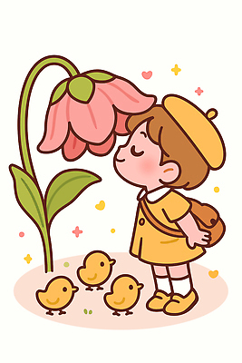 동물 꽃 어린이 컬러 일러스트 모션 자연 놀이 병아리 웃음 소년 야외 친구 노란색 귀여움 봄 산책 향기 국내일러스트 AI파일 식물 계절 남자 컨셉 관계 조류 휴식 표정 사람 생태계 냄새 파일형식 벡터