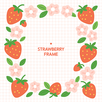 식물 디자인 꽃 컬러 백그라운드 무늬 과일 일러스트 자연 딸기 프레임 그래픽 장식 여름 정원 이미지 국내일러스트 AI파일 계절 생태계 파일형식 벡터