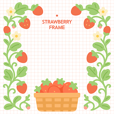 식물 디자인 꽃 컬러 농업 과일 일러스트 딸기 프레임 장식 여름 바구니 사각형 정원 농사 촬영 수확 그림 원예 국내일러스트 AI파일 도형 계절 산업 취미 파일형식 벡터