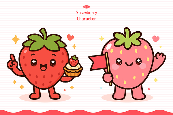동물 캐릭터 디자인 컬러 백그라운드 과일 일러스트 모션 딸기 웃음 친구 장난감 귀여움 깃발 표현 컵케이크 즐거움 오브젝트 딸기캐릭터 일러캐릭터 AI파일 감정 컨셉 관계 표정 케이크 파일형식 벡터