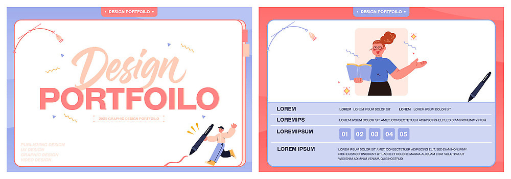 템플릿 파일형식 벡터 디자인 포트폴리오 스크린 정보 페이지 그래픽 안내 사람 책 컬러 텍스트 이미지템플릿 AI파일