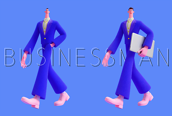 PSD 편집이미지 직업 캐릭터 남자 비즈니스 정장 파란색 노트북 걷기 디지털 작업 사무 비즈니스맨 파란배경 스타일 편집3D 옷 컬러 백그라운드 모션 사람 전자제품 3D 업무 직장인 파일형식