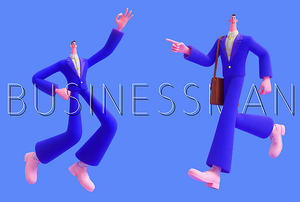 PSD 편집이미지 캐릭터 남자 포즈 백그라운드 비즈니스 사람 정장 파란색 표현 비즈니스맨 모던 그림 스타일 편집3D 옷 컬러 3D 직장인 파일형식