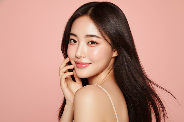 헤어스타일 컬러 컨셉 표정 사람 신체부위 CG 파일형식 여자 미소 긴머리 분홍색 백그라운드 포즈 얼굴 손 뷰티풀 촬영 빛 피부 매력적 스타일 편집이미지 편집실사 JPG 의료성형뷰티