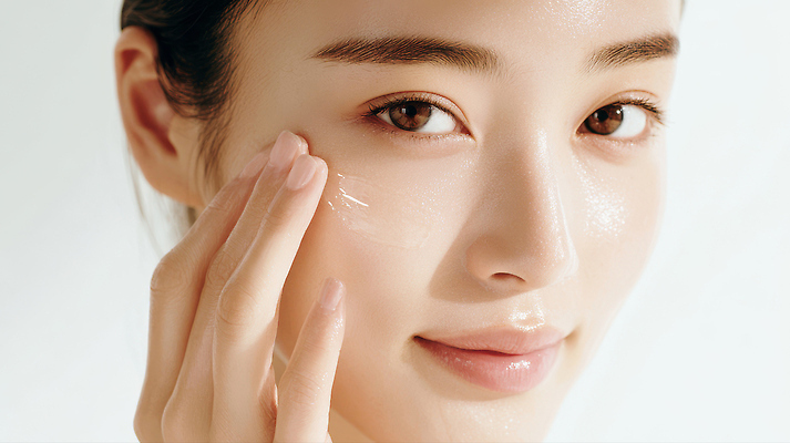 JPG 편집이미지 손 여자 얼굴 실내 건강 화장 뷰티 촬영 피부 크림 피부관리 보습 의료성형뷰티 수분_꽃가루 편집실사 AI인물포토 AI콘텐츠 사람 내부 신체부위 CG 파일형식 AI포토