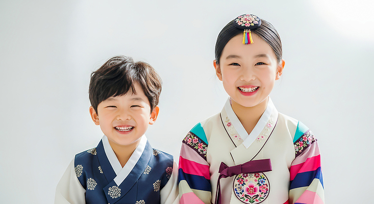 한국전통 전통 여자 기념일 남자 감정 아시아 어린이 관계 표정 사람 이벤트 전통의상 CG 파일형식 한복 소년 소녀 웃음 한국 문화 옷 축제 가족 행복 편집이미지 편집실사 JPG 명절 새해 의료성형뷰티