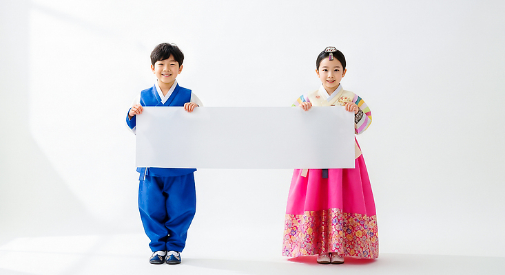 JPG 편집이미지 전통 옷 명절 문화 어린이 컬러 새해 한국 실내 표정 웃음 소녀 소년 촬영 축제 한복 의료성형뷰티 편집실사 한국전통 여자 기념일 남자 아시아 사람 내부 전통의상 CG 파일형식
