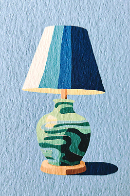 JPG 모양 디자인 예술 컬러 백그라운드 일러스트 탁자 조명 상반신 장식 초록색 파란색 인테리어 램프 그림 조명기구 색감 국내일러스트 가구 파일형식