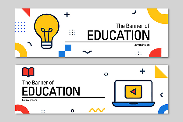 템플릿 디자인 배너 배너템플릿 교육 가로배너 컬러 전구 그래픽 책 노트북 학습 자료 정보 현수막 도구 발표 창의성 AI파일 가로 전자제품 파일형식 벡터