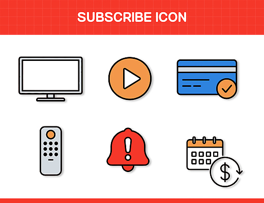 디자인 인터넷 일러스트 표시 스크린 텔레비전 달력 초인종 신용카드 리모컨 알림 재생 구독 기능 국내일러스트 AI파일 금융 전자제품 종 파일형식 벡터