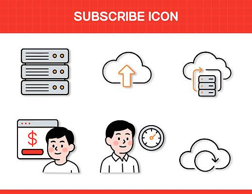디자인 상징 인터넷 일러스트 통신 관리 그래픽 자료 시간 클라우드서비스 구독 기능 서버 소프트웨어 사용자 국내일러스트 AI파일 서비스 파일형식 벡터