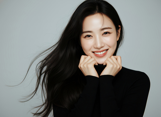 JPG 편집이미지 행복 감정 얼굴 포즈 백그라운드 스튜디오 미소 사람 머리 검은색 촬영 만남 표현 오후 의료성형뷰티 편집실사 AI인물포토 AI콘텐츠 컬러 컨셉 표정 신체부위 CG 파일형식 AI포토