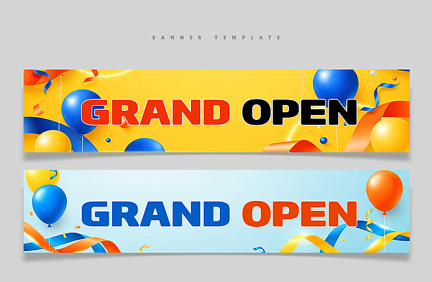 템플릿 배너 가로 오픈 파일형식 축제 이벤트 기념 풍선 리본 장식 컬러 디자인 대형 백그라운드 알림 PSD 오픈행사 현수막 가로배너 이미지템플릿