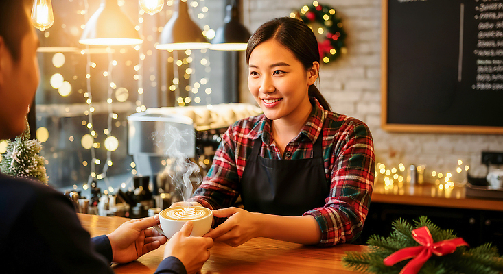 JPG 나무 편집이미지 손 커피 음료 겨울 탁자 대화 빛 카페 고객 즐거움 서비스 바리스타 방문 온기 의료성형뷰티 편집실사 AI인물포토 AI콘텐츠 식물 직업 계절 감정 가구 말하기 신체부위 상점 CG 파일형식 AI포토