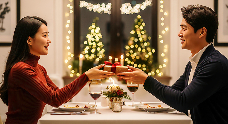JPG 편집이미지 커플 여자 남자 크리스마스 촛불 탁자 대화 선물 사랑 장식 크리스마스트리 식사 만남 저녁 연말 의료성형뷰티 편집실사 기념일 감정 가구 컨셉 초 관계 말하기 사람 야간 CG 파일형식