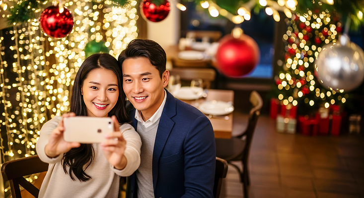 JPG 편집이미지 커플 행복 크리스마스 데이트 조명 기념 웃음 장식 친구 식당 시간 셀프카메라 연말 의료성형뷰티 편집실사 기념일 감정 관계 표정 상점 사진촬영 CG 파일형식