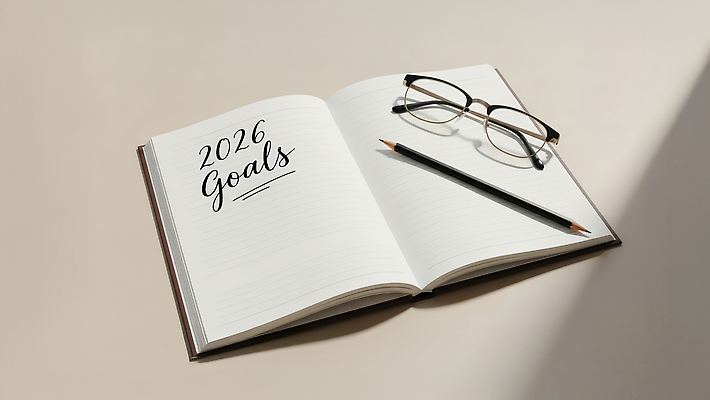 잡화 가구 컨셉 문구용품 필기구 업무 연도 CG 파일형식 목표 공책 펜 안경 2026년 계획 정리 책상 쓰는 기록 디자인 사무 사람 생활 편집실사 편집이미지 JPG