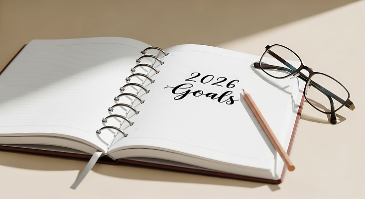 잡화 교육 컨셉 문구용품 학용품 필기구 연도 CG 오브젝트 파일형식 공책 목표 계획 2026년 연필 안경 기록 정리 학습 목표설정 디자인 편집실사 편집이미지 JPG