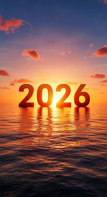 JPG 편집이미지 바다 자연 하늘 풍경 빛 태양 숫자 반사 일출 일몰 수면 저녁 먼지 수평선 2026년 이미지편집 병오년 AI컴퓨터그래픽 AI콘텐츠 자연요소 문자 물 노을 야간 연도 생태계 파일형식