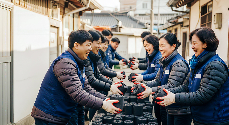 JPG 편집이미지 겨울 모션 거리 주택 따뜻함 미소 웃음 이벤트 여러명 친구 봉사 전달 연탄 공동체 연탄배달 의료성형뷰티 편집실사 계절 다수 관계 표정 사람 건물 도움 배송 CG 파일형식
