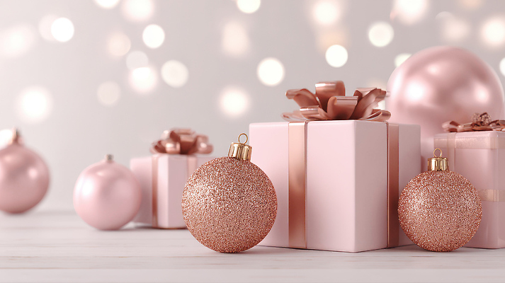 JPG 편집이미지 행복 분홍색 크리스마스 탁자 조명 선물 장식 반짝임 파티 축제 기쁨 분위기 구슬 준비 오너먼트 편집실사 AI포토 AI콘텐츠 기념일 감정 컬러 가구 컨셉 크리스마스장식 모션 이벤트 CG 파일형식