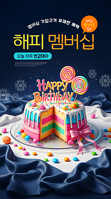 JPG 편집이미지 기념일 음식 컬러 탁자 디저트 아이디어 사탕 선물 이벤트 장식 파티 케이크 축하 생일 준비 멤버십 이미지편집 AI컴퓨터그래픽 AI콘텐츠 가구 컨셉 파일형식