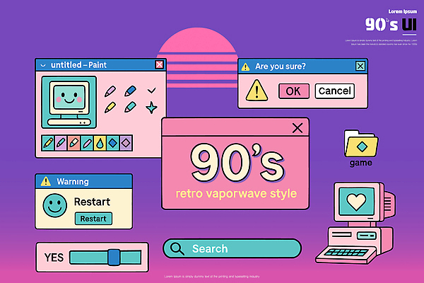 디자인 행복 컬러 일러스트 버튼 경고 그래픽 컴퓨터 스크린 게임 도구 확인 검색 그림 복고 취소 UI 국내일러스트 AI파일 감정 놀이 전자제품 파일형식 벡터