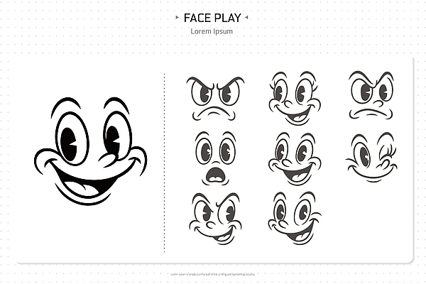 클립아트 캐릭터 디자인 감정 얼굴 일러스트 모션 표정 웃음 놀람 기쁨 슬픔 분노 표현 즐거움 그림 심플 국내일러스트 AI파일 신체부위 파일형식 벡터