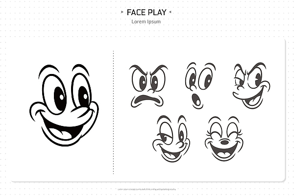 캐릭터 디자인 감정 얼굴 예술 일러스트 표정 대화 웃음 놀람 기쁨 슬픔 분노 표현 그리기 스케치 관심 창작 국내일러스트 AI파일 모션 말하기 미술 신체부위 파일형식 벡터
