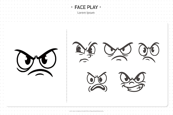 모양 캐릭터 디자인 감정 얼굴 컬러 일러스트 모션 표정 웃음 분노 표현 유머 즐거움 그림 작품 예시 창작 국내일러스트 AI파일 미술 신체부위 파일형식 벡터