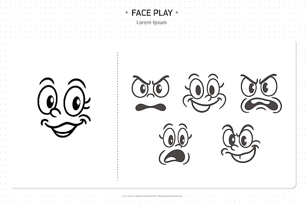 캐릭터 교육 감정 얼굴 일러스트 모션 표정 웃음 학습 다양 표현 즐거움 그림 긍정 감성 부정 상상력 창의성 국내일러스트 AI파일 다수 컨셉 신체부위 파일형식 벡터