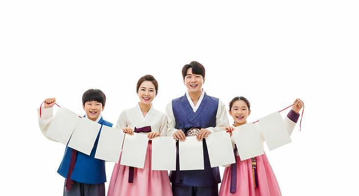 JPG 편집이미지 전통 여자 남자 행복 문화 어린이 가족 새해 한국 웃음 사진촬영 축제 모임 축하 한복 편집실사 AI인물포토 AI콘텐츠 한국전통 감정 아시아 컨셉 관계 표정 사람 촬영 전통의상 CG 파일형식 AI포토