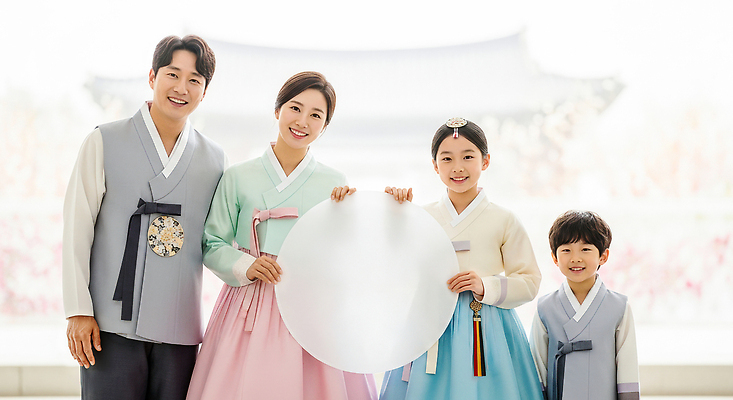 JPG 편집이미지 전통 옷 여자 남자 행복 문화 어린이 백그라운드 가족 새해 한국 미소 이벤트 한복 편집실사 AI인물포토 AI콘텐츠 한국전통 감정 아시아 관계 표정 사람 전통의상 CG 파일형식 AI포토