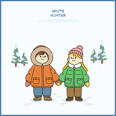 나무 감정 어린이 컬러 겨울 일러스트 가족 놀이 하늘 동화 풍경 친구 손잡기 즐거움 외출 국내일러스트 AI파일 식물 계절 관계 모션 사람 파일형식 벡터