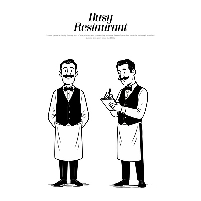 음식 일러스트 식탁 회의 대화 요리 미소 식당 레스토랑 식사 대기 웨이터 고객 직원 서비스 메뉴 준비 주문 목소리 국내일러스트 AI파일 직업 비즈니스 탁자 표정 말하기 상점 파일형식 벡터