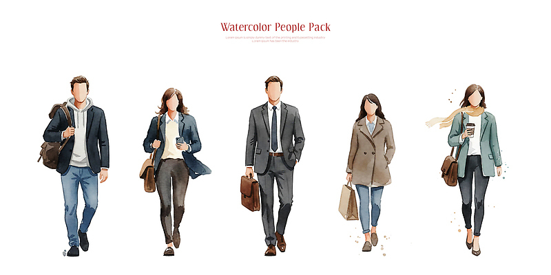 PSD 옷 여자 패션 남자 길 가방 일러스트 수채화 거리 사람 정장 여러명 일상 캐주얼 걷기 표현 도시 오브젝트 그림 스타일 국내일러스트 잡화 다수 모션 라이프 파일형식