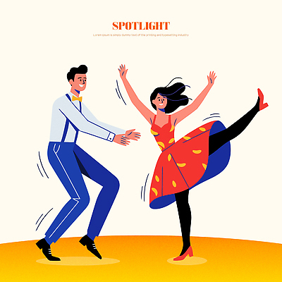 여자 남자 음악 하늘색 일러스트 모션 함께함 여러명 공연 기쁨 에너지 무대 춤 동료 즐거움 스포트라이트 소통 리듬 순간 국내일러스트 AI파일 감정 다수 컨셉 관계 문화예술 사람 이벤트 파란색 파일형식 벡터