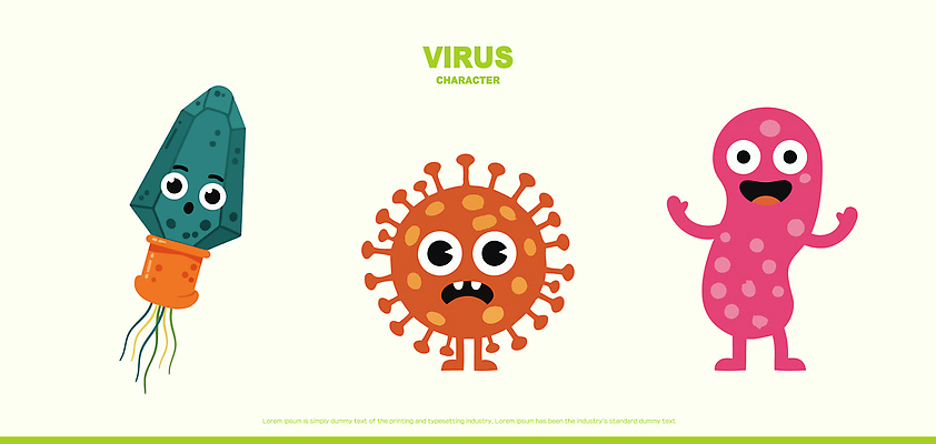 캐릭터 교육 감정 의학 모션 질병 파일형식 벡터 바이러스 디자인 과학 건강 전염병 예방 세포 면역력 생물학 정보 즐거움 컬러 실험 설명 일러스트 일러캐릭터 AI파일