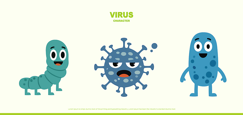 모양 캐릭터 디자인 과학 일러스트 건강 그래픽 귀여움 교양 원형 바이러스 질병 감염 미생물 애벌레 박테리아 특징 일러캐릭터 AI파일 도형 컨셉 의학 생물 벌레 파일형식 벡터