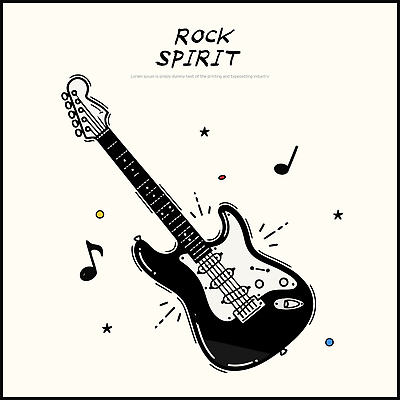 디자인 문화 예술 악기 음악 음표 일러스트 노래 그래픽 소리 공연 기타 일렉기타 그림 주위 락 록 스타일 국내일러스트 AI파일 기호 현악기 문화예술 이벤트 로큰롤 파일형식 벡터