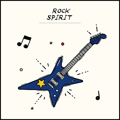 디자인 별 문화 예술 악기 음악 스티커 음표 일러스트 그래픽 장식 파란색 소리 기타 표현 그림 락 창작 스타일 국내일러스트 AI파일 자연요소 기호 컬러 현악기 문화예술 로큰롤 파일형식 벡터