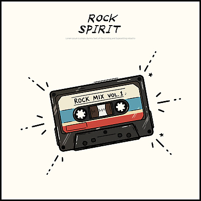 디자인 별 문화 예술 음악 백그라운드 일러스트 그래픽 카세트테이프 빈티지 그림 복고 테이프 락 록 창작 스타일 국내일러스트 AI파일 자연요소 컨셉 문화예술 문구용품 로큰롤 파일형식 벡터