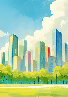 JPG 주간 나무 건축물 공원 컬러 일러스트 자연 하늘 날씨 거리 풍경 여러명 건물 일상 여름 햇빛 봄 도시 녹지 국내일러스트 AI일러스트 AI콘텐츠 자연요소 식물 계절 공공시설 건축 다수 사람 라이프 태양 생태계 파일형식